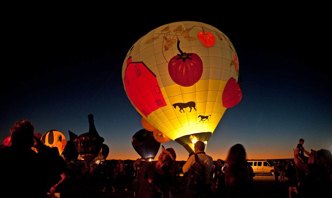 Special-shape balloon glowing at dusk