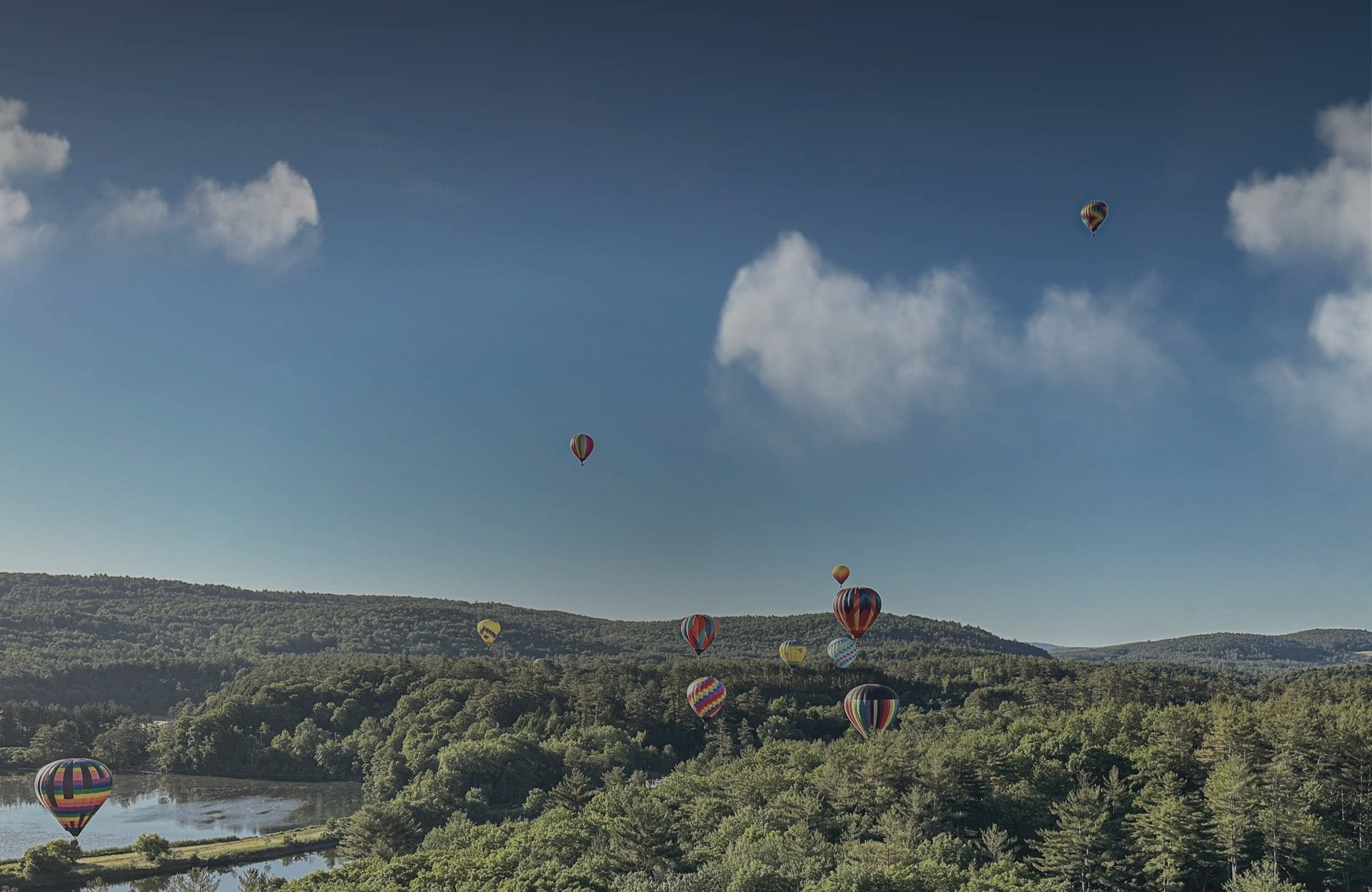 Hot air balloon in sunrise sky